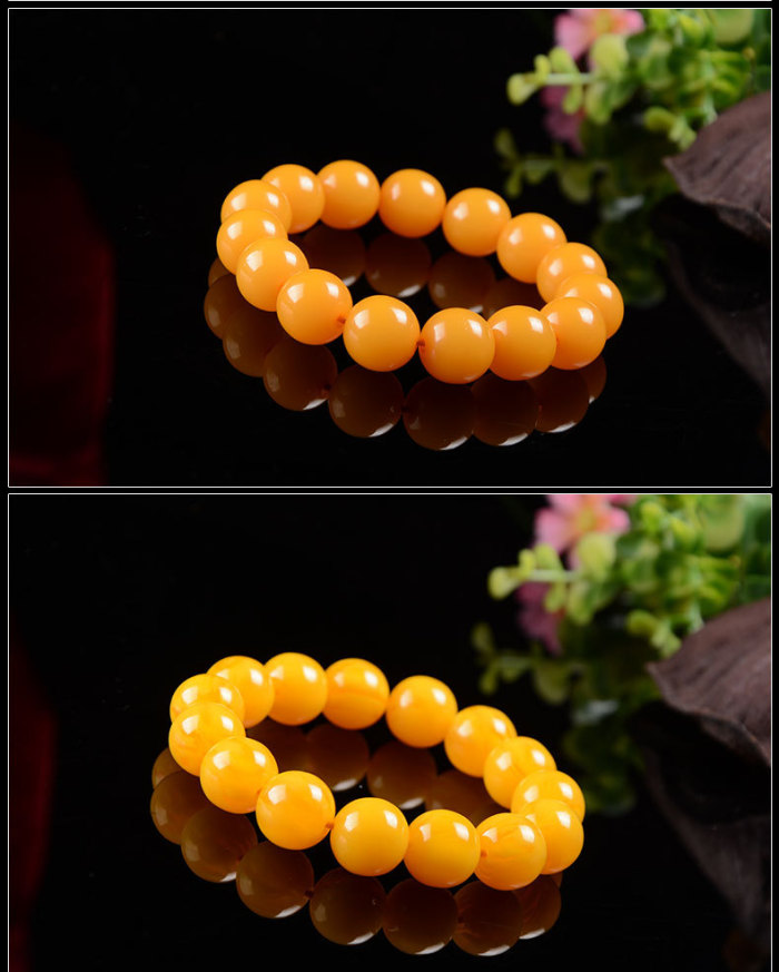 Imitation chicken oil beeswax Bracelet yellow white beads bracelets nectar resin beeswax hand spread goods wholesale
