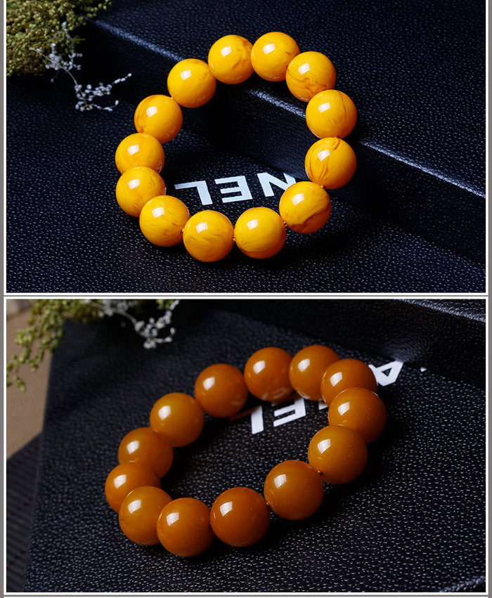 Imitation chicken oil beeswax Bracelet yellow white beads bracelets nectar resin beeswax hand spread goods wholesale