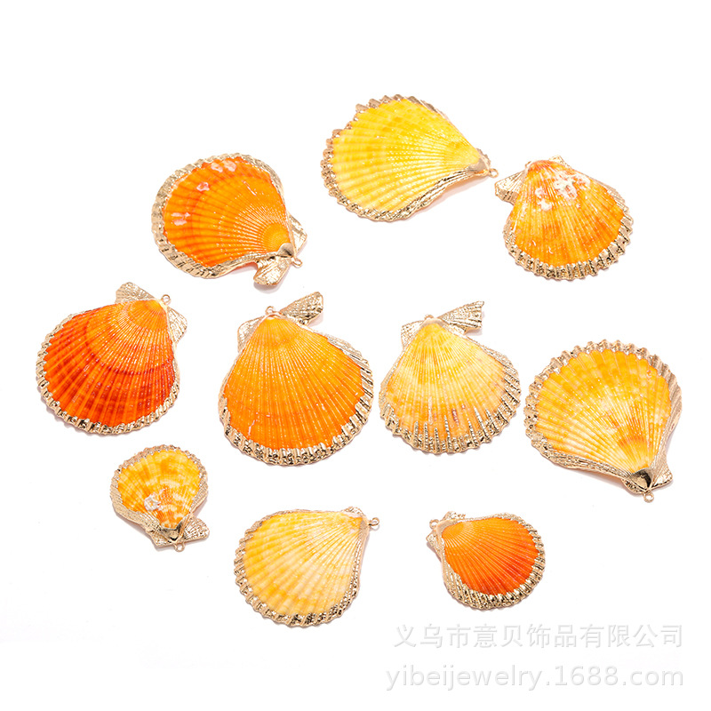 Yibei Gold-Plated Lemon Yellow Scallop Amazon Hot Jewelry Pendant Necklace Bracelet Accessories