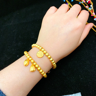 Factory Wholesale Vietnam Placer Gold Bracelet Starry Yellow Gold Bracelet Female Push-Pull Adjustable Fashion Color Retaining Jewelry