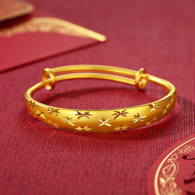 Factory Wholesale Vietnam Placer Gold Bracelet Starry Yellow Gold Bracelet Female Push-Pull Adjustable Fashion Color Retaining Jewelry