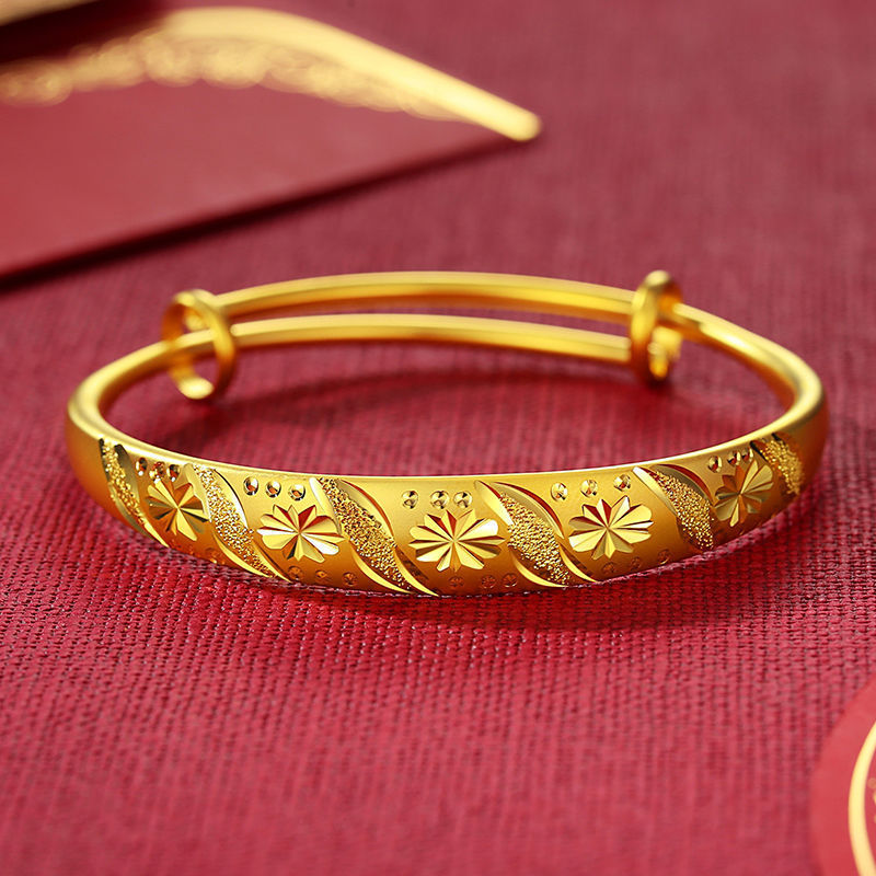 Factory Wholesale Vietnam Placer Gold Bracelet Starry Yellow Gold Bracelet Female Push-Pull Adjustable Fashion Color Retaining Jewelry
