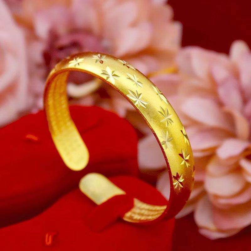 Factory Wholesale Vietnam Placer Gold Bracelet Starry Yellow Gold Bracelet Female Push-Pull Adjustable Fashion Color Retaining Jewelry
