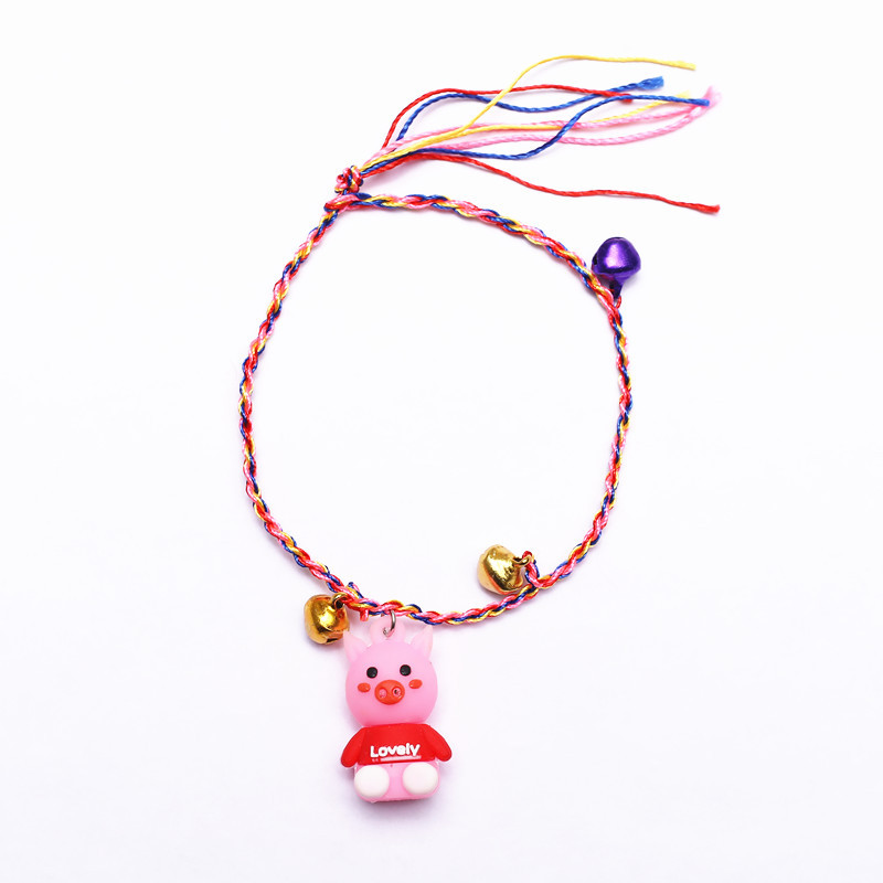 Hand-Woven Colorful Rope Bracelet Dragon Boat Festival Color Bell Colorful Rope Hanging Pig Small Yellow Duck Bracelet Ankle Chain