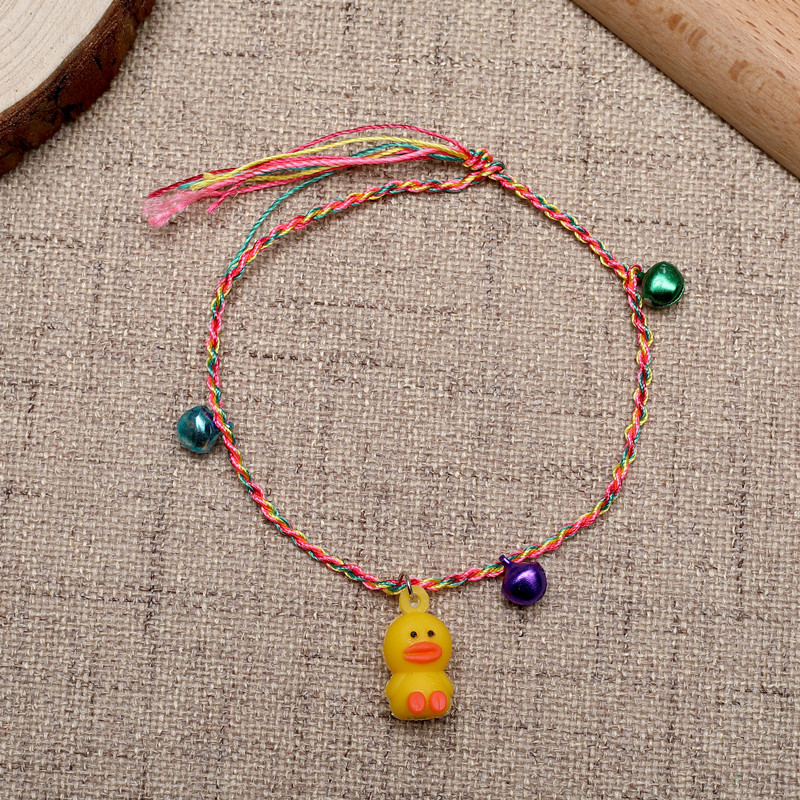 Hand-Woven Colorful Rope Bracelet Dragon Boat Festival Color Bell Colorful Rope Hanging Pig Small Yellow Duck Bracelet Ankle Chain
