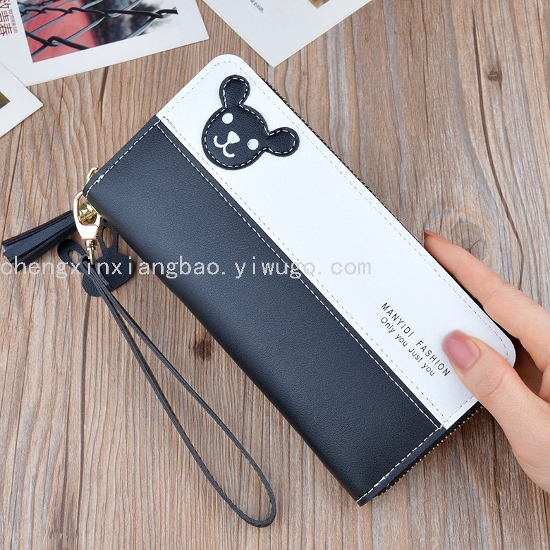 Bag Boutique Women Bag Trendy Women&#039;s Bags Factory Custom Wallet Female Bear Stitching Wallet Clutch Pu Mobile Phone Bag