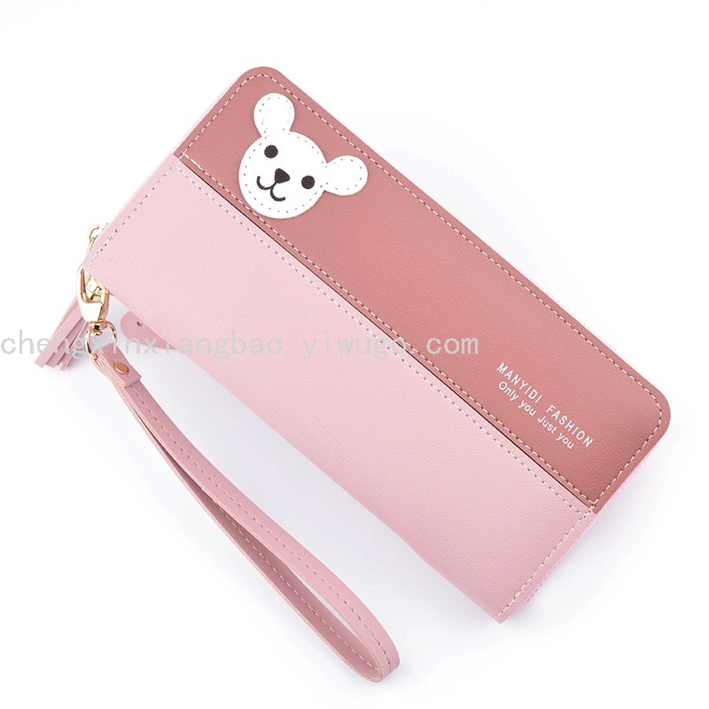 Bag Boutique Women Bag Trendy Women&#039;s Bags Factory Custom Wallet Female Bear Stitching Wallet Clutch Pu Mobile Phone Bag