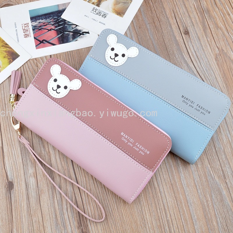 Bag Boutique Women Bag Trendy Women&#039;s Bags Factory Custom Wallet Female Bear Stitching Wallet Clutch Pu Mobile Phone Bag