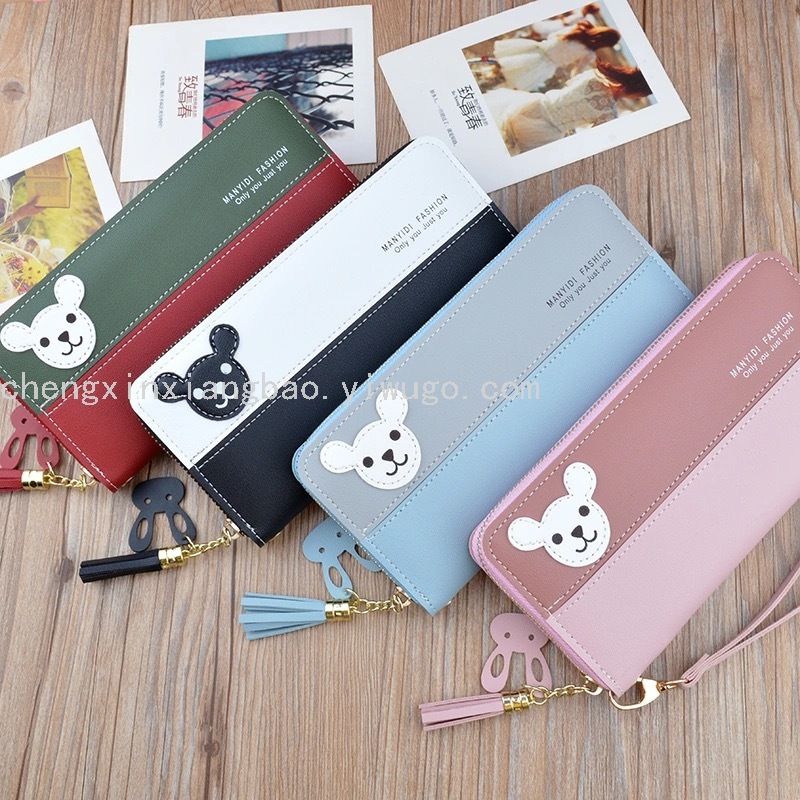 Bag Boutique Women Bag Trendy Women&#039;s Bags Factory Custom Wallet Female Bear Stitching Wallet Clutch Pu Mobile Phone Bag