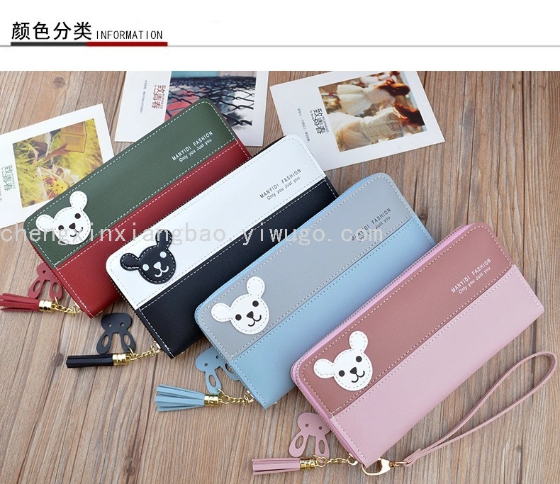 Bag Boutique Women Bag Trendy Women's Bags Factory Custom Wallet Female Bear Stitching Wallet Clutch Pu Mobile Phone Bag