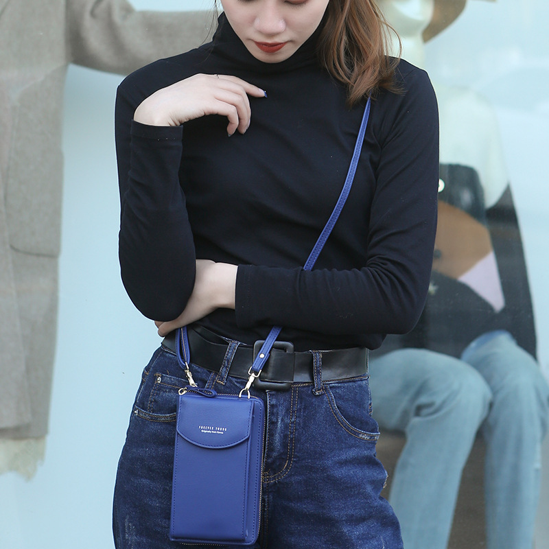 Forever Young New Style Women&#039;s Long Clutch Large Capacity Mobile Wallet Zip ShoulderCrossbody Bag
