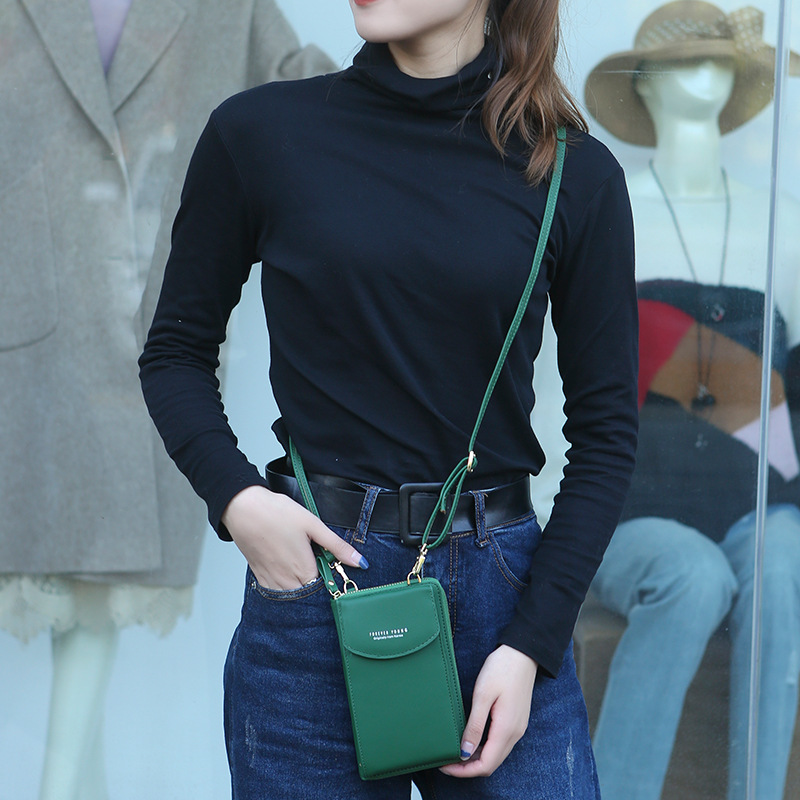 Forever Young New Style Women&#039;s Long Clutch Large Capacity Mobile Wallet Zip ShoulderCrossbody Bag