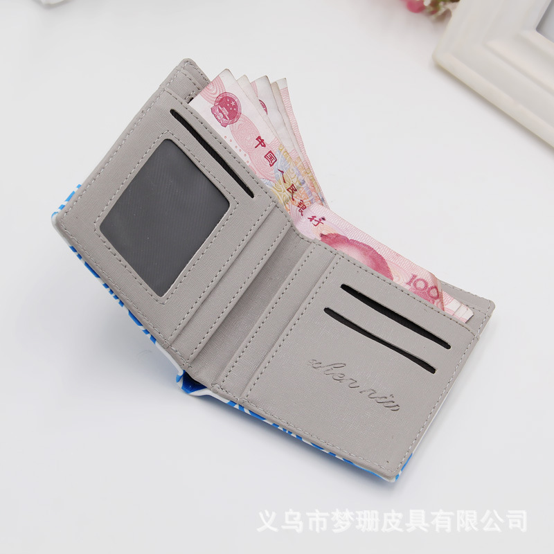 New vertical cartoon wallet 3d cartoon wallet men's and women's short cartoon silk-screen wallet