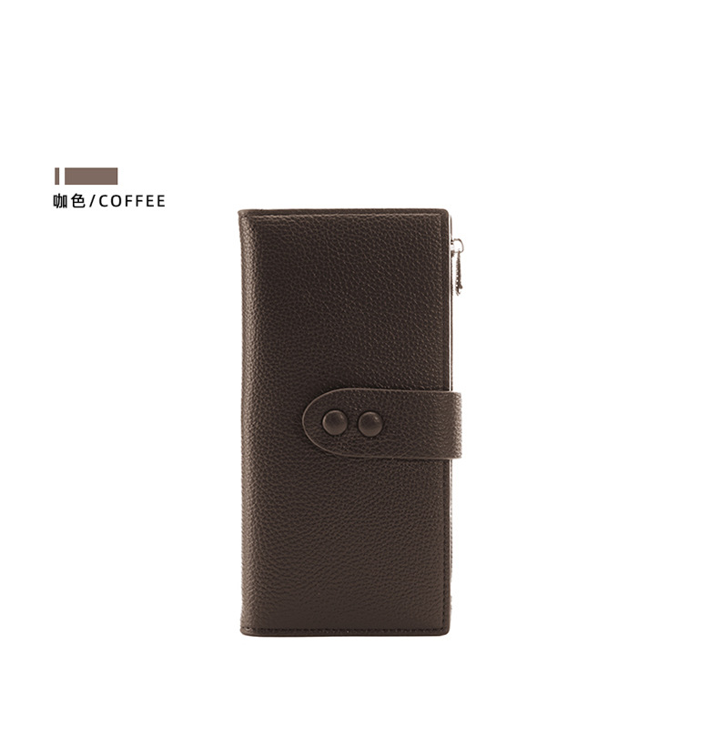 New Women's Buckle Long Wallet Korean-Style Large-Capacity Lychee Pattern Card Wallet