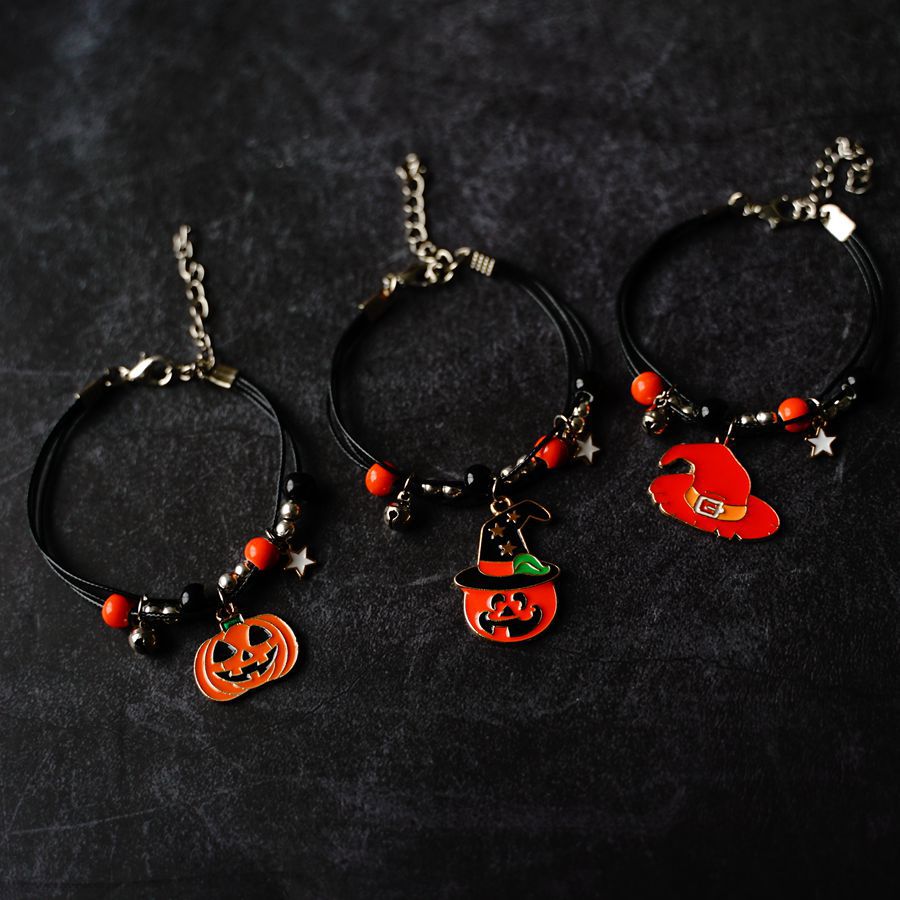 2021 Europe and America Cross Border Hot Sale Halloween Bracelet Pumpkin Bracelet New Ghost Festival Yellow Red Ceramic Bracelet Wholesale