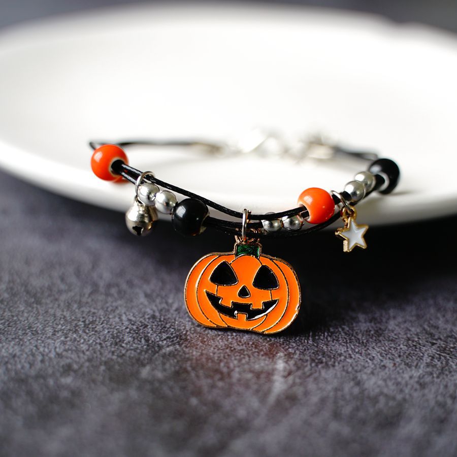 2021 Europe and America Cross Border Hot Sale Halloween Bracelet Pumpkin Bracelet New Ghost Festival Yellow Red Ceramic Bracelet Wholesale