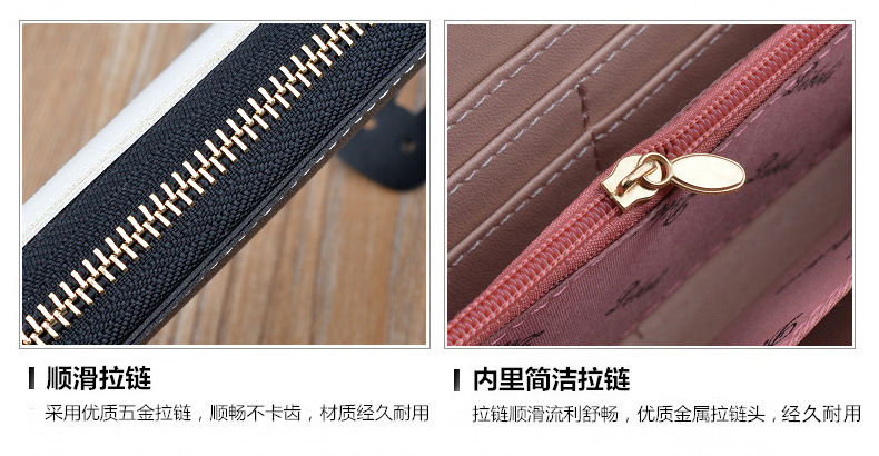 Wallet Long Style for Women Korean Style Contrasting Color Stitching Zipper Tassels Large Capacity Wallet Phone Bag
