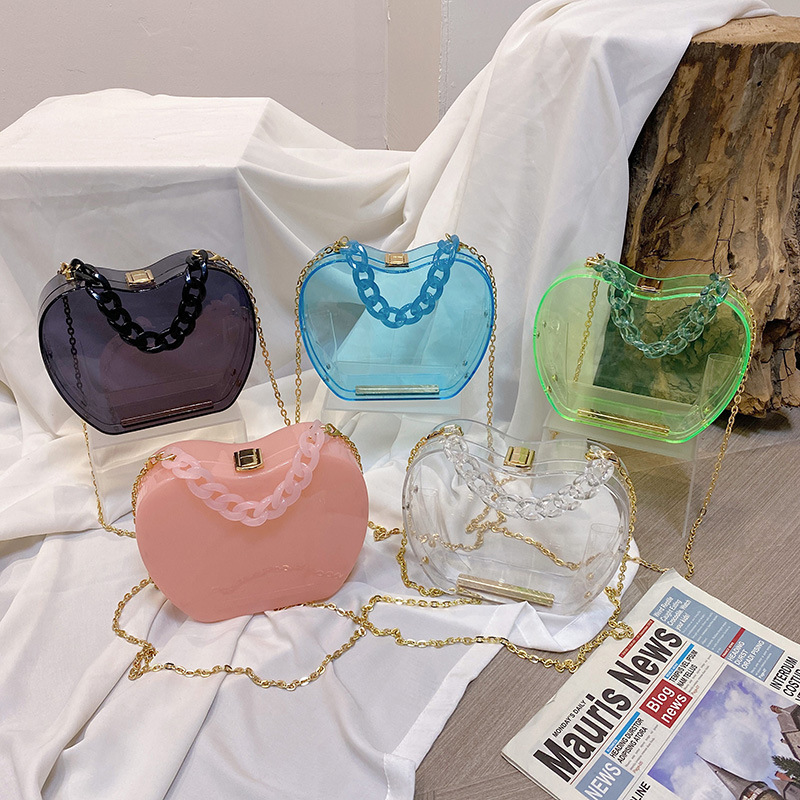 Internet Celebrity Transparent Cell Phone Wallet 2021 Summer Little Fresh Young Girl Personalized Creative Chain Portable Crossbody Gel Bag Tide