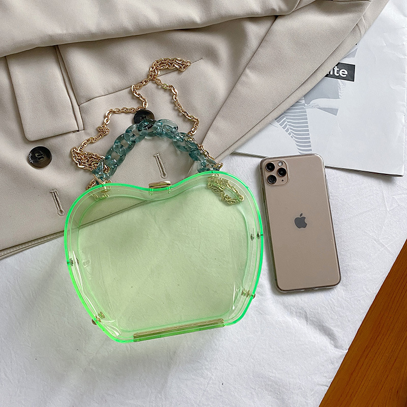 Internet Celebrity Transparent Cell Phone Wallet 2021 Summer Little Fresh Young Girl Personalized Creative Chain Portable Crossbody Gel Bag Tide