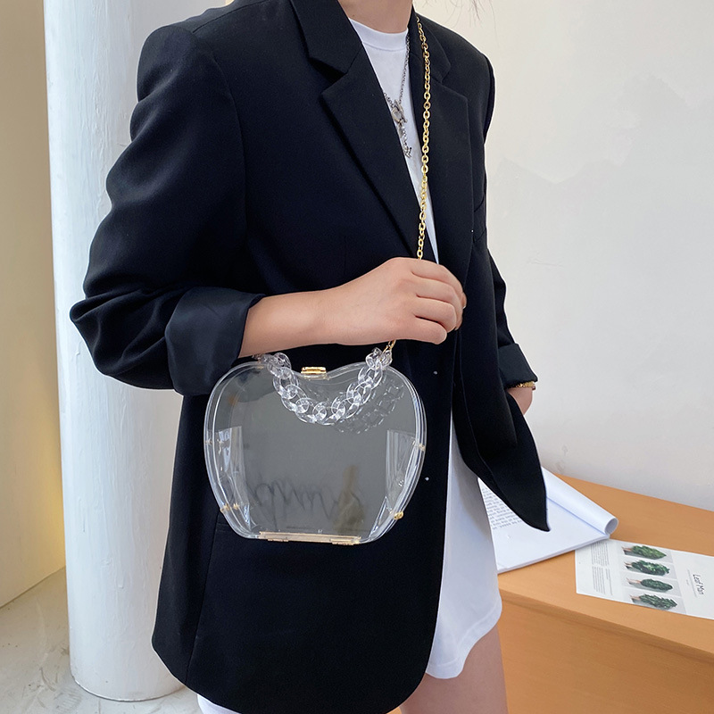 Internet Celebrity Transparent Cell Phone Wallet 2021 Summer Little Fresh Young Girl Personalized Creative Chain Portable Crossbody Gel Bag Tide