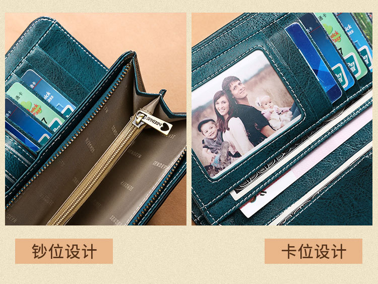 New Style Oil Wax Cowhide Women's Large Capacity Leather Wallet Long Women's Large Wallet One Product Dropshipping New Style Oil Wax Cowhide Women's Large Capacity Leather Wallet Long Women's Large Wallet One Product Dropshipping