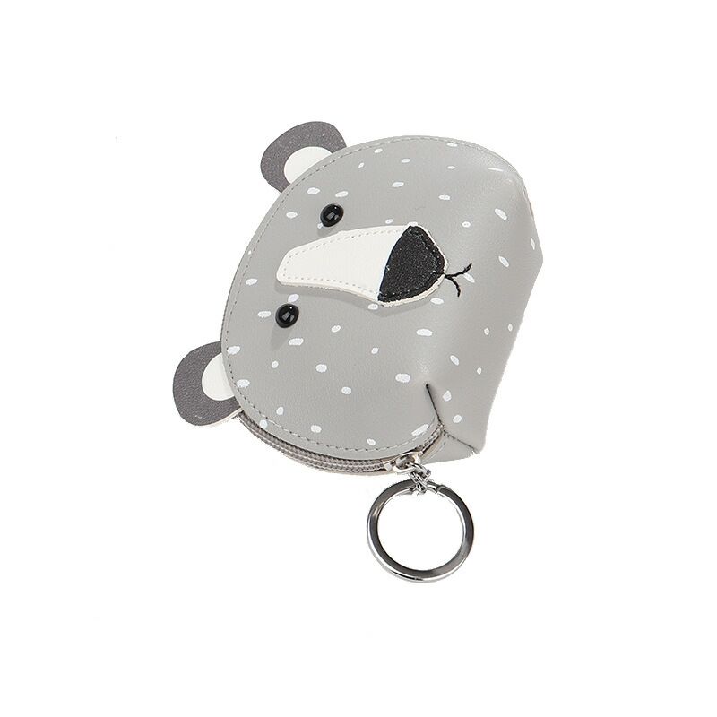 New Cartoon Cute Animal Head Promotional Gift Coin Purse Creative PU Leather Keychain Wallet Storage Bag