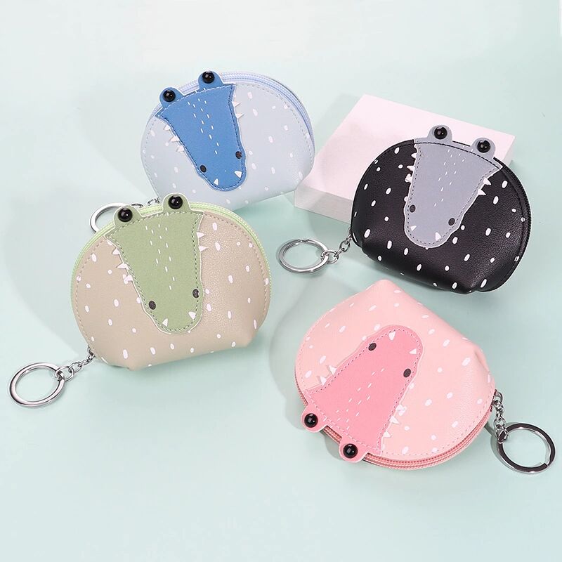 New Cartoon Cute Animal Head Promotional Gift Coin Purse Creative PU Leather Keychain Wallet Storage Bag