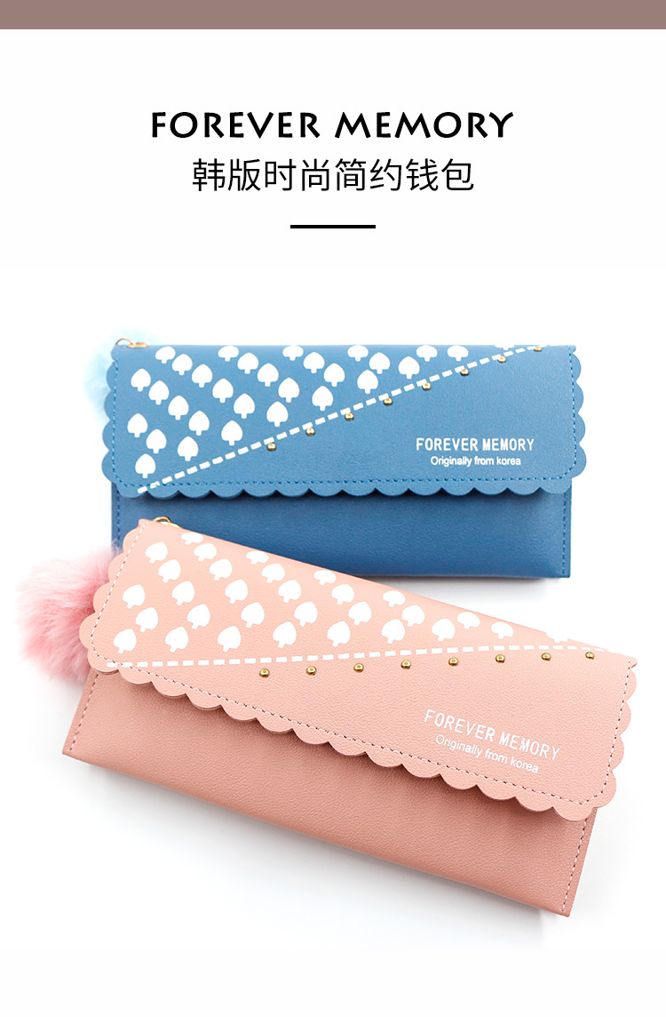 Factory Direct Supply Korean Simple and Sweet Women's Long Wallet Fashion Wallet Coin Purse Clutch Women's Long Wallet