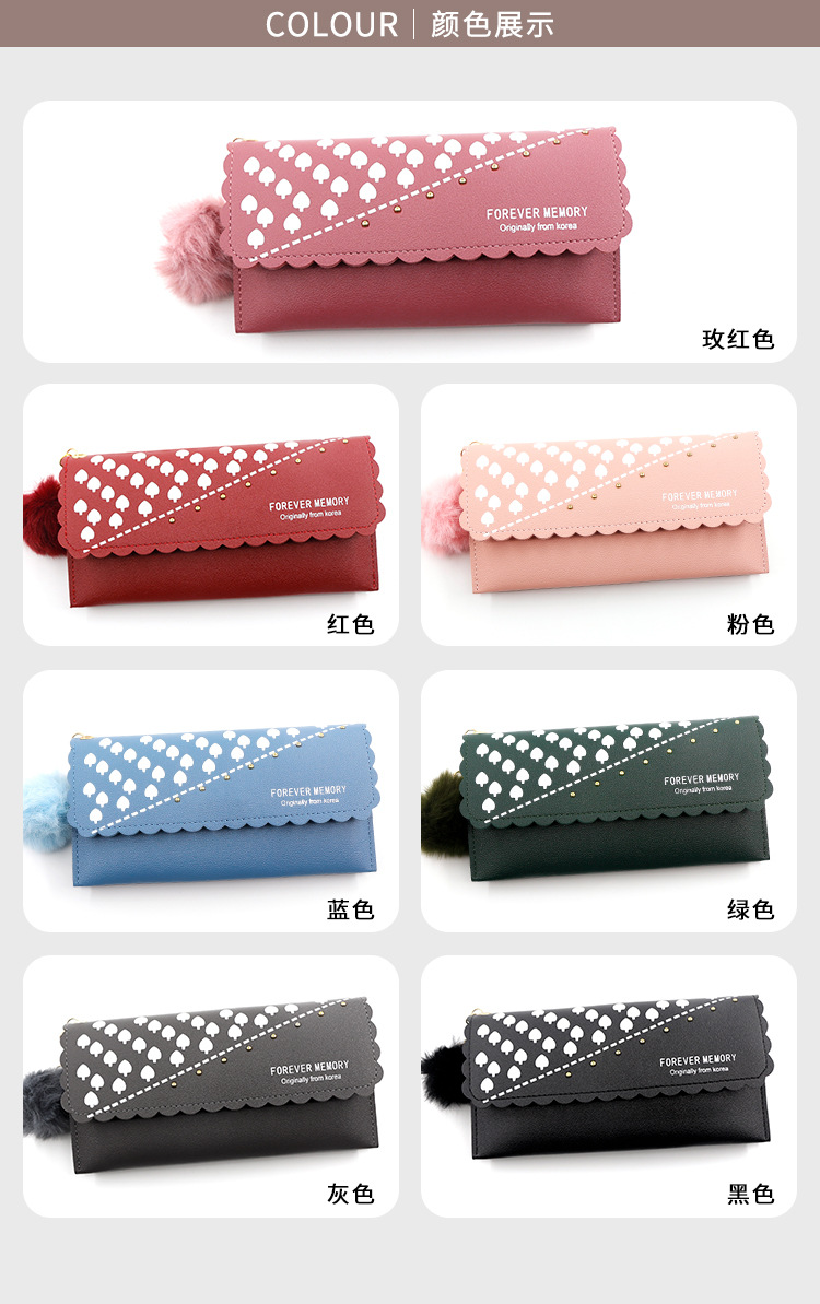 Factory Direct Supply Korean Simple and Sweet Women's Long Wallet Fashion Wallet Coin Purse Clutch Women's Long Wallet