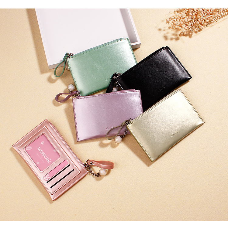 Qian Kai New KoreanStyle MultiFunction Mini Pearly Lustre Laser Creative Coin Purse Japanese and Korean Women's Wallet