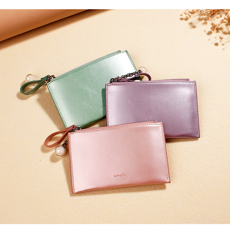 Qian Kai New KoreanStyle MultiFunction Mini Pearly Lustre Laser Creative Coin Purse Japanese and Korean Women's Wallet