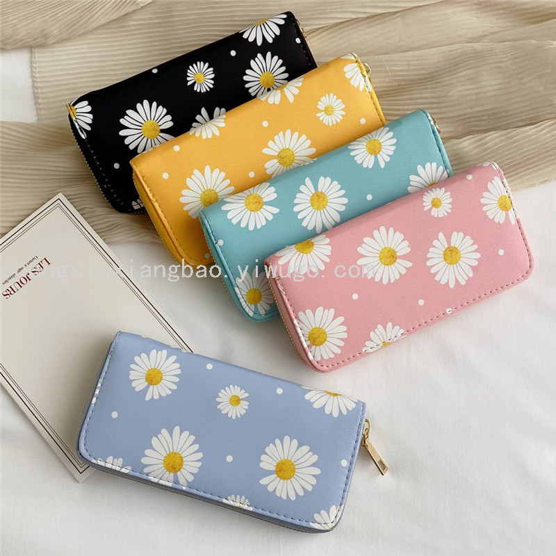 Bag Single Pull Bag Wallet Female Trendy Women&#039;s Bags Little Daisy Money Zipper Handbag Fashion Foreign Trade Pu Wallet