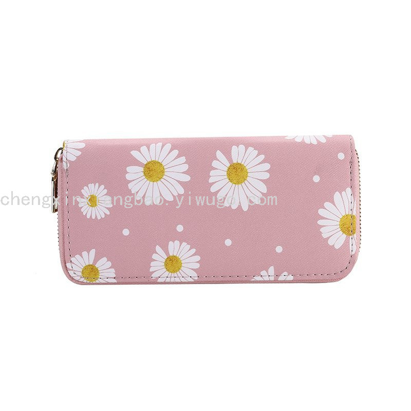 Bag Single Pull Bag Wallet Female Trendy Women&#039;s Bags Little Daisy Money Zipper Handbag Fashion Foreign Trade Pu Wallet