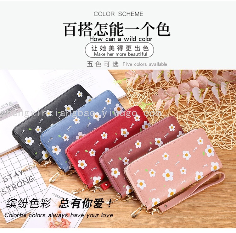 Single-Pull Bag Women's Wallet Trendy Women's Bags Zipper Wallet Fashion Printing Large Capacity Change and Phone Clutch