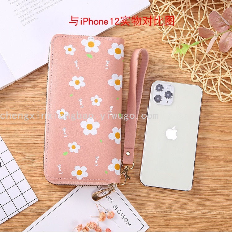 Single-Pull Bag Women's Wallet Trendy Women's Bags Zipper Wallet Fashion Printing Large Capacity Change and Phone Clutch