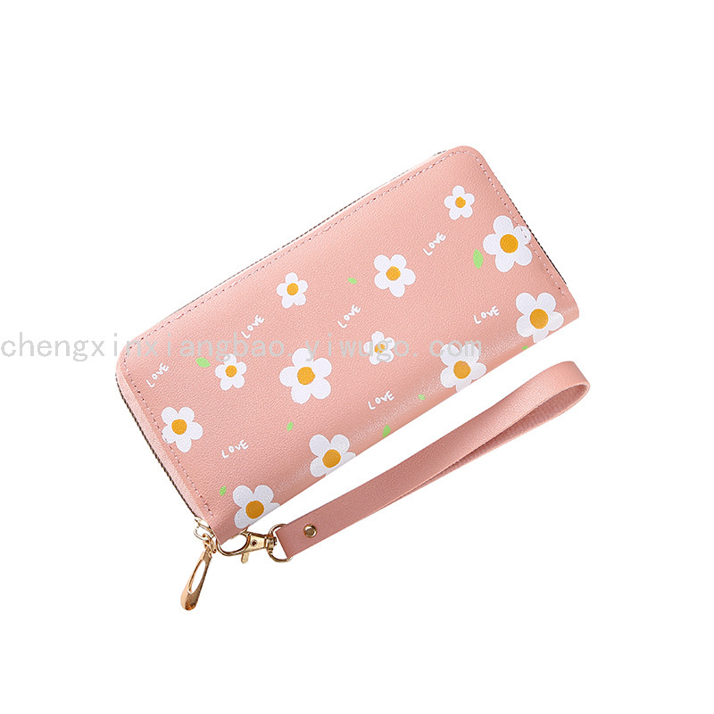Single-Pull Bag Women's Wallet Trendy Women's Bags Zipper Wallet Fashion Printing Large Capacity Change and Phone Clutch
