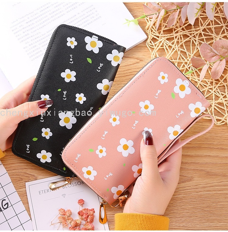 Single-Pull Bag Women's Wallet Trendy Women's Bags Zipper Wallet Fashion Printing Large Capacity Change and Phone Clutch