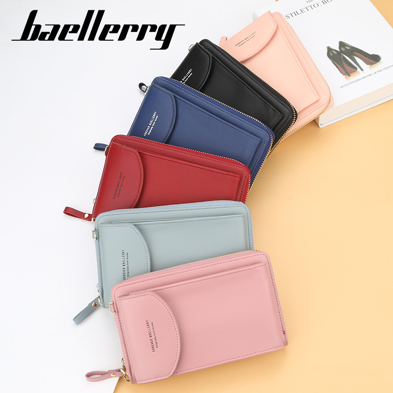 Baellerry Women&#039;s Wallet Solid Color Small Over-the-Shoulder Bag Multi-Function Mobile Phone Long Clutch Purse Women