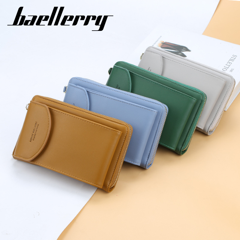 Baellerry Women&#039;s Wallet Solid Color Small Over-the-Shoulder Bag Multi-Function Mobile Phone Long Clutch Purse Women