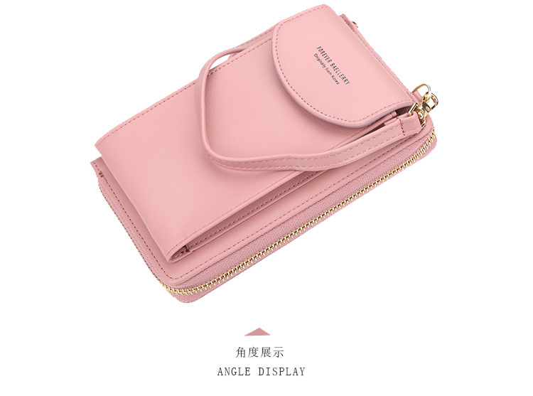 Baellerry Women's Wallet Solid Color Small Over-the-Shoulder Bag Multi-Function Mobile Phone Long Clutch Purse Women