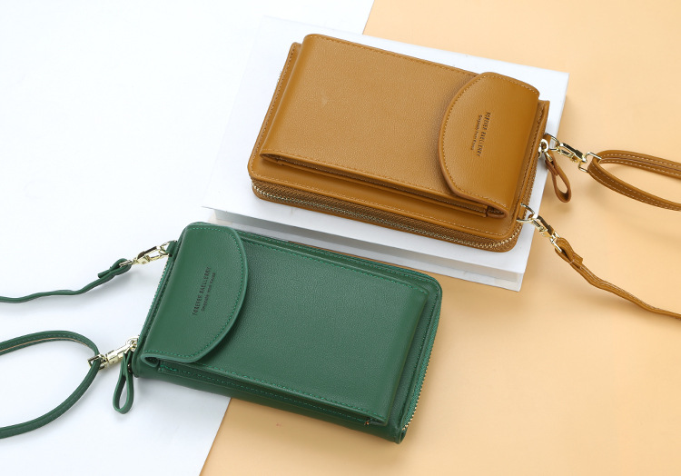 Baellerry Women's Wallet Solid Color Small Over-the-Shoulder Bag Multi-Function Mobile Phone Long Clutch Purse Women