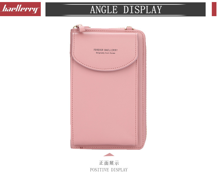 Baellerry Women's Wallet Solid Color Small Over-the-Shoulder Bag Multi-Function Mobile Phone Long Clutch Purse Women
