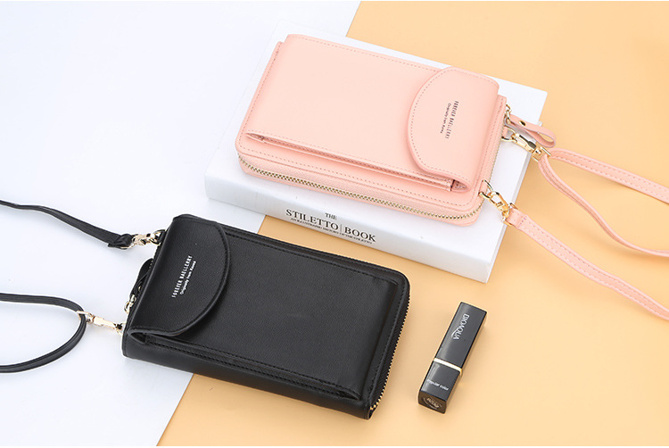 Baellerry Women's Wallet Solid Color Small Over-the-Shoulder Bag Multi-Function Mobile Phone Long Clutch Purse Women