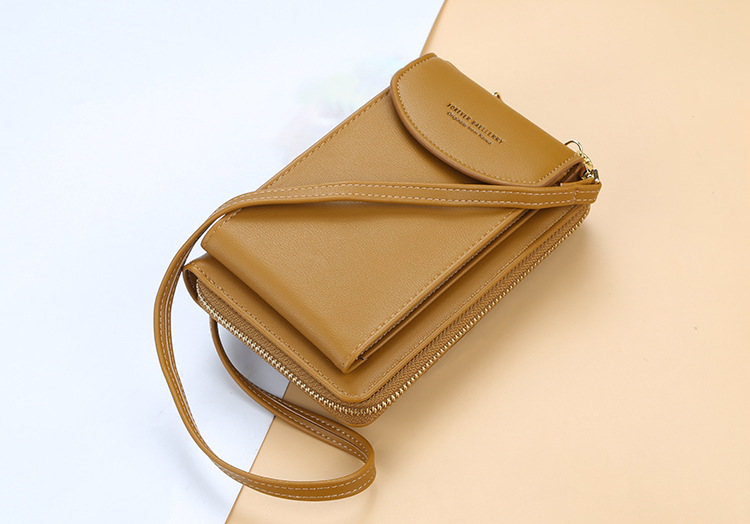 Baellerry Women's Wallet Solid Color Small Over-the-Shoulder Bag Multi-Function Mobile Phone Long Clutch Purse Women