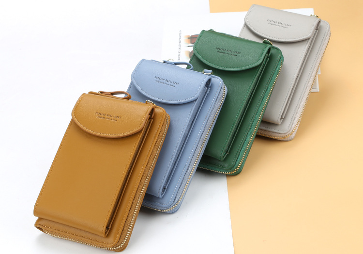 Baellerry Women's Wallet Solid Color Small Over-the-Shoulder Bag Multi-Function Mobile Phone Long Clutch Purse Women