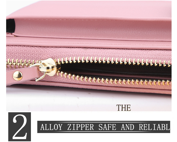 Baellerry Women's Wallet Solid Color Small Over-the-Shoulder Bag Multi-Function Mobile Phone Long Clutch Purse Women