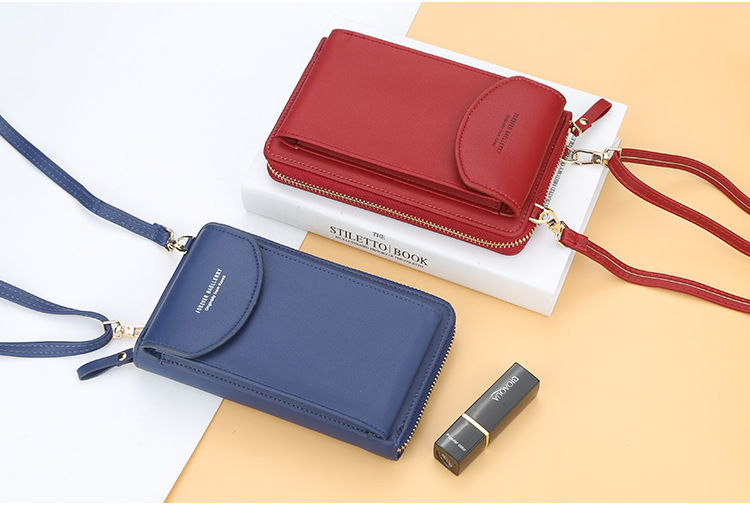 Baellerry Women's Wallet Solid Color Small Over-the-Shoulder Bag Multi-Function Mobile Phone Long Clutch Purse Women