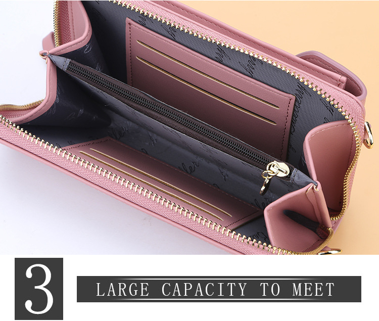 Baellerry Women's Wallet Solid Color Small Over-the-Shoulder Bag Multi-Function Mobile Phone Long Clutch Purse Women