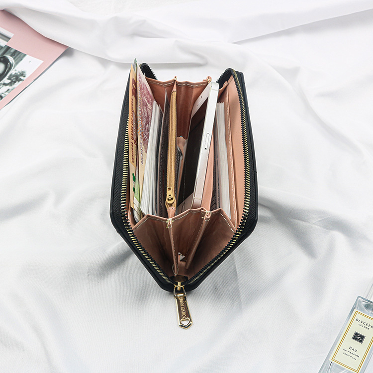 Embroidered Women&#039;s Wallet Trendy Hand-Held Single-Pull Wallet Heart-Shaped Coin Purse Multiple Card Slots Adult Wallet