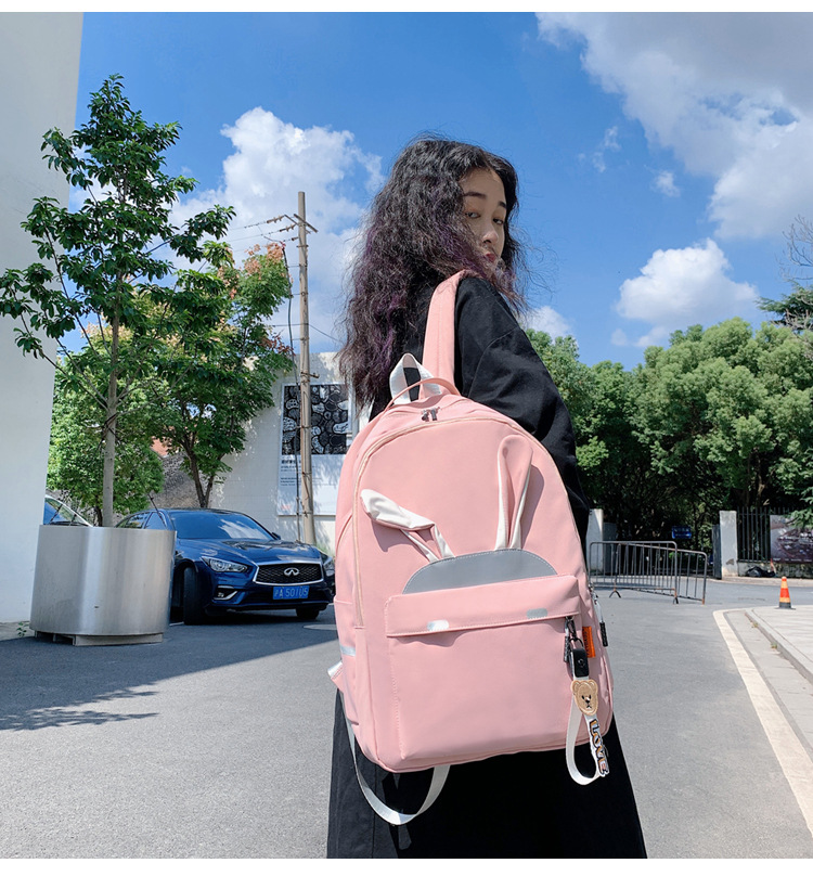 2020 New Backpack Women Korean Style Cute Student Casual Reflective Backpack Large Capacity Versatile Campus Schoolbag Women